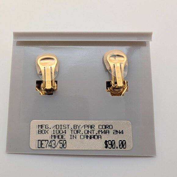 Vintage Oscar de la Renta Signed Gold Tone Rhinestone Clip Earrings - UNWORN - Picture 7 of 12